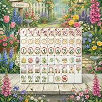 Ensemble de Mahjong américain de luxe à thème jardin rose, 160 pièces, avec tuiles en acrylique et tapis de jeu floral Joker