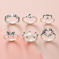 Bague empilable en argent sterling S925 James Avery, couronne, nœud, double marguerite en forme de cœur, bague en forme de cœur, bijoux de mode pour femmes