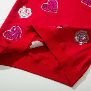 Pullover donna autunno personalizzato felpa donna tinta unita <span class=keywords><strong>paillettes</strong></span> Love Rose Patch Pullover moda Pullover sudore all'ingrosso - Product Image 6