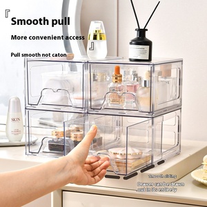 Wholesale <b>Plastic</b> Organizer <b>Bins</b> Stackable Storage Drawers for Makeup Cosmetics Vanity Bathroom Cabinet - Product Image 5