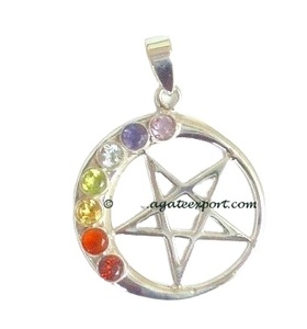 Pierre semi-précieuse Artisanat Étoile Cabs À Facettes Chakra Pendentif Pendentif En Pierre D'agate Naturelle - Product Image 1