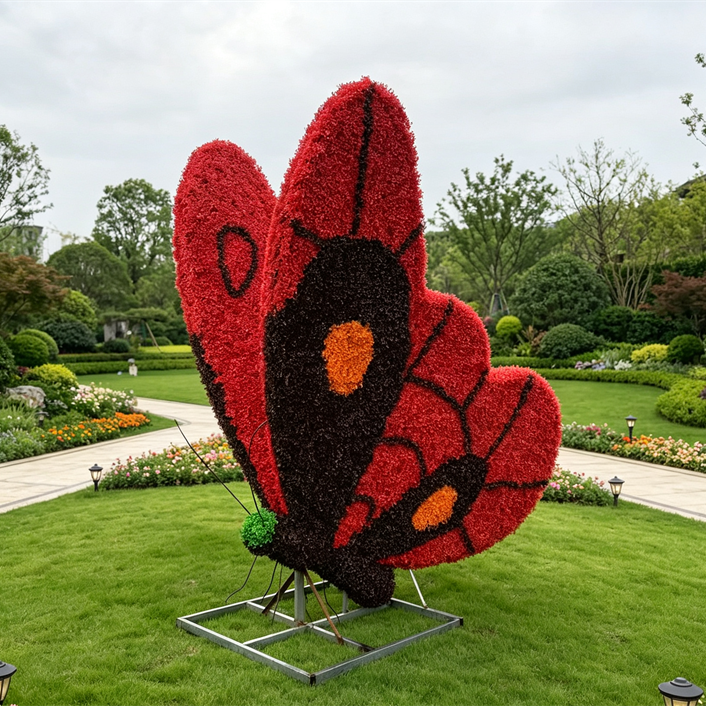 Topiaire florale papillon rouge noir
