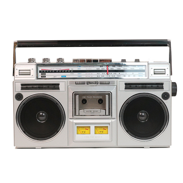 Cross-border New Arrival Retro Stereo Dual-speaker Radio Tape Recorder Auto-reverse Portable Cassette Player USB MP3 Battery