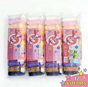 Stok Grosir Tanah Liat Ultra-Ringan 12 Warna Tanah Liat Berwarna Buatan Tangan untuk Taman Kanak-Kanak Plastisin Playdough Slime Kit DIY Unisex - Product Image 1