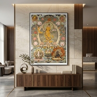 Toile Thangka tibétaine encadrée avec impression numérique pour décoration murale Bouddha, idéale pour salon, bureau, entrée