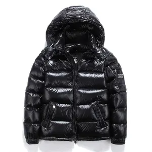 Down Coat Mens Face Trend Hooded Short Thick Winter Bomber Shiny Puffer Mens Jacket