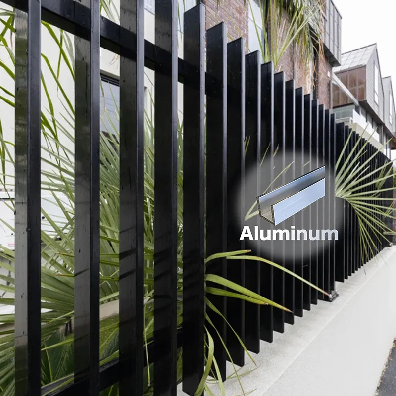 Morden panel pagar hitam, pagar keamanan taman luar ruangan, pagar aluminium horizontal dengan gerbang