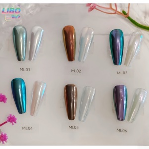 Polvo de Aurora para Uñas LIBO Privado con Logotipo Personalizado, Brillante, Liso, Blanco Espejo, Cromado, Luz de Luna, Polvo Fino de Aurora - Product Image 1