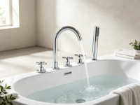 Robinet de baignoire à main en laiton noir mat de luxe moderne à cinq trous, haute qualité, pour appartement et hôtel