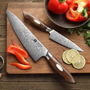 XINZUO nuovo 2 pezzi giapponese 110 strati in acciaio damasco Desert Ironwood manico cucina professionale Utility Chef Knife Set