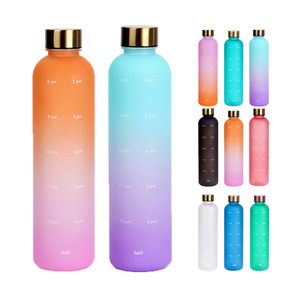 Bouteille d'eau isotherme réutilisable de 1 <span class=keywords><strong>litre</strong></span> (32 oz) avec marquage de temps, <span class=keywords><strong>en</strong></span> plastique, pour boissons froides, performance thermique optimale, pour une hydratation motivante - Product Image 1
