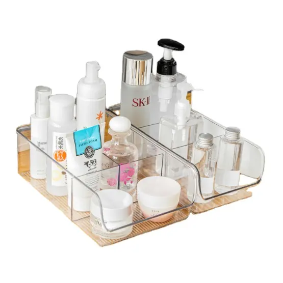 Bathroom desktop transparent stackable small parts acrylic makeup organizer storage box for cosmetics