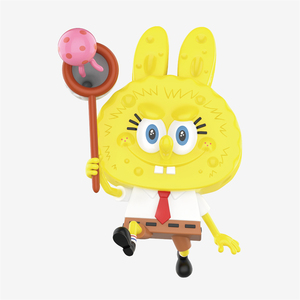 POPMART LABUBU <span class=keywords><strong>Sponge</strong></span>-Bob kotak penutup, ornamen Desktop pegangan tangan trendi bermain lucu boneka Anime tokoh kotak misteri hadiah
