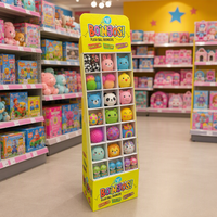 Support d'affichage au sol en carton ondulé personnalisé pour jouets en peluche POP pour supermarché