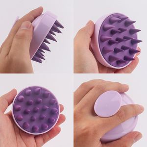 New Product Hair <b>Wash</b> <b>Brush</b>: Solid Color Round Hole Handle Hair <b>Wash</b> <b>Brush</b>, Silicone Head Massage <b>Brush</b> - Product Image 3