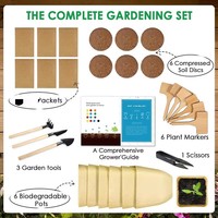 Kit de démarrage pour jardin d'herbes aromatiques d'intérieur, écologique, en papier kraft carré, pour la culture à domicile, avec pots de plantation et terreau