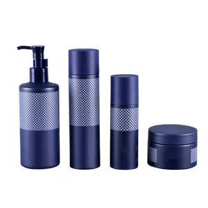 LINYO 300ml 120ml Matte Black Skincare Packaging Face Cream Jar Tanning Oil Shampoo Shower Gel Lotion Plastic Pump Bottle Set