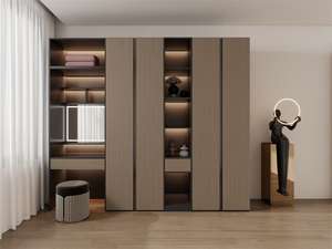 Moderne, milieuvriendelijke kledingkasten met grote capaciteit, metalen frame en massief houten deuren, houten planken voor open slaapkameropbergruimte - Product Image 4