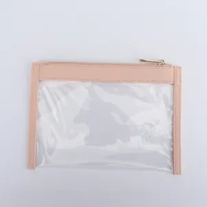 Factory Supplier PVC Flat Letter Pouch Small Shape Big Capacity Cosmetic Two Window Clear Patch Women