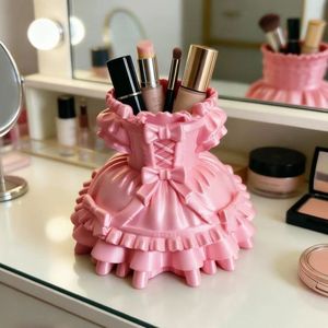 Princess Dress Makeup Brush Holder Desk Organizer Pen <b>Stand</b> For Girls Decorative Storage Box Round Shape Uv <b>Printing</b> - Product Image 2