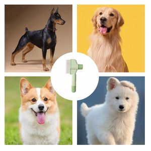 Peine antipulgas para depilación de mascotas seguro portátil de autolimpieza con un clic con dientes largos y cortos de acero inoxidable para perros y gatos - Product Image 3