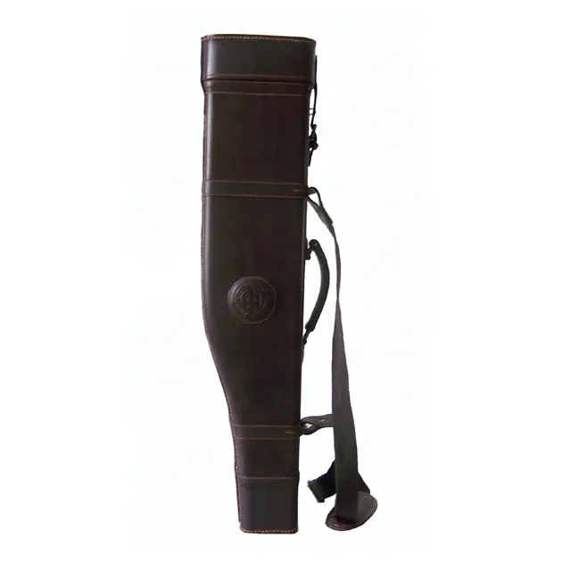 Vintage couro coberto perna moldura de madeira de carneiro Gun Case para a caça Acessórios