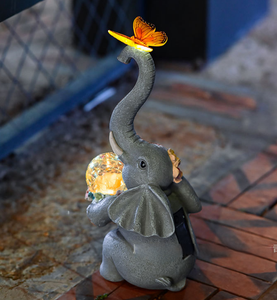 Statua da Giardino Solare Impermeabile con <span class=keywords><strong>Elefante</strong></span> in Resina <span class=keywords><strong>e</strong></span> Decorazioni a <span class=keywords><strong>Farfalla</strong></span> per Esterni - Product Image 5