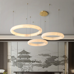 Illuminazione zelo di lusso <span class=keywords><strong>moderno</strong></span> anello di marmo luce pendente in alabastro cerchio in pelle <span class=keywords><strong>lampadario</strong></span> soggiorno - Product Image 1