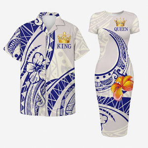 Robe moulante mi-longue à imprimé tribal polynésien personnalisé pour <span class=keywords><strong>femme</strong></span>, manches courtes, idéale pour les fêtes insulaires, vente en gros par les fabricants de vêtements chinois - Product Image 1