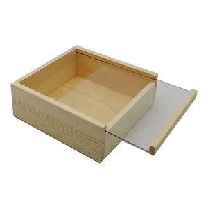 Giappone Caratteristica Naturale Stash Box Contenitore di Monili Trasparente Coperchio In Vetro In Legno Diapositiva