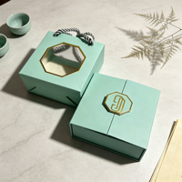 Boîte cadeau rigide personnalisée OEM en gros pour emballage de thé, avec logo emblème métallique et pochette, pour thé et collations