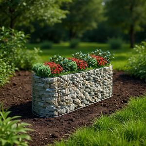 Jardinera Elevada de Gabión, de Hierro Galvanizado Plateado, para Vegetales, Estilo Simple D0100H7CTTT - Product Image 2