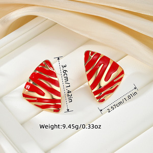 Geometric Triangle <b>Stud</b> <b>Earrings</b> Zinc Alloy Zebra Print Blue White <b>Black</b> Red Party Fashion <b>Earrings</b> - Product Image 2