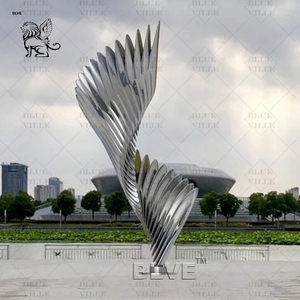 Blve ngoài trời cảnh quan công viên trang trí kim loại nghệ thuật trừu tượng tượng kích thước lớn thép không gỉ cánh tác phẩm điêu khắc - Product Image 6