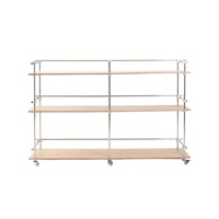 Table basse mobile multi-niveaux en acier inoxydable, style minimaliste moderne, à étagères ouvertes, pour maisons et hôtels