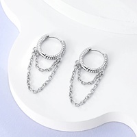 MULA Boucles d'Oreilles Créoles en Argent 925 pour Femme, Bijoux Tendance Forme Étoile et Cœur avec Pendentifs en Zircon