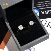 0.5ct 1ct 2ct 3ct Moissanite Diamant Bagues de Fiançailles 925 Argent 4 Prong Bague De Mariage Pass diamant testeur Solitaire femmes bague