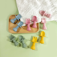 Ensemble cuillère et fourchette résistant à la chaleur, prise en main facile, pour bébé et tout-petit, en silicone sans BPA, à pointe souple, pour l'apprentissage de la mangeoire