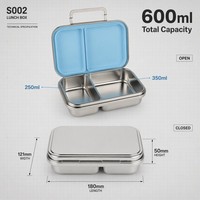 Kotak Makan Siang Risheng Stainless Steel Lucu, Aman untuk Microwave, Anti Bocor, Bebas BPA, 304, 2 Kompartemen, Food Grade, untuk Bayi, Anak, Sekolah, dan Kantor