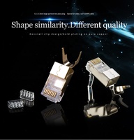 Conector Modular RJ45 Linkwylan con Orificios para Pines de 1.3 mm y Barra de Protección para Cables de Red Cat6 6A Cat7 de 24-23