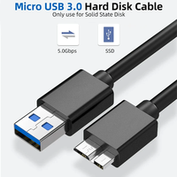Vente en gros USB3.0 Disque dur Câble de données Veste en PVC AM vers Micro B Adaptateur haute vitesse pour téléphones mobiles Longueur de câble de 0.5m