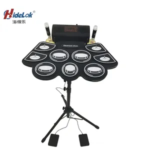 Mainan Musik Listrik Set Drum Gulung untuk Anak-anak Kit Drum MIDI Pad Perkusi Elektro Drum Elektronik