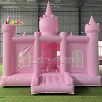 Langko Château gonflable 13 pieds rose Maisons gonflables Château sautant pour location de fête