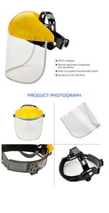 หน้ากากป้องกันใบหน้าคุณภาพสูงแบบขายส่ง วัสดุ PC ใส พร้อมใบรับรอง CE ป้องกันฝ้า ทนต่อแรงกระแทก และป้องกันละอองน้ำ - Product Image 6