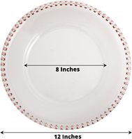 Assiettes de présentation rondes en plastique transparent perlé de 13 pouces pour fêtes, mariages et événements