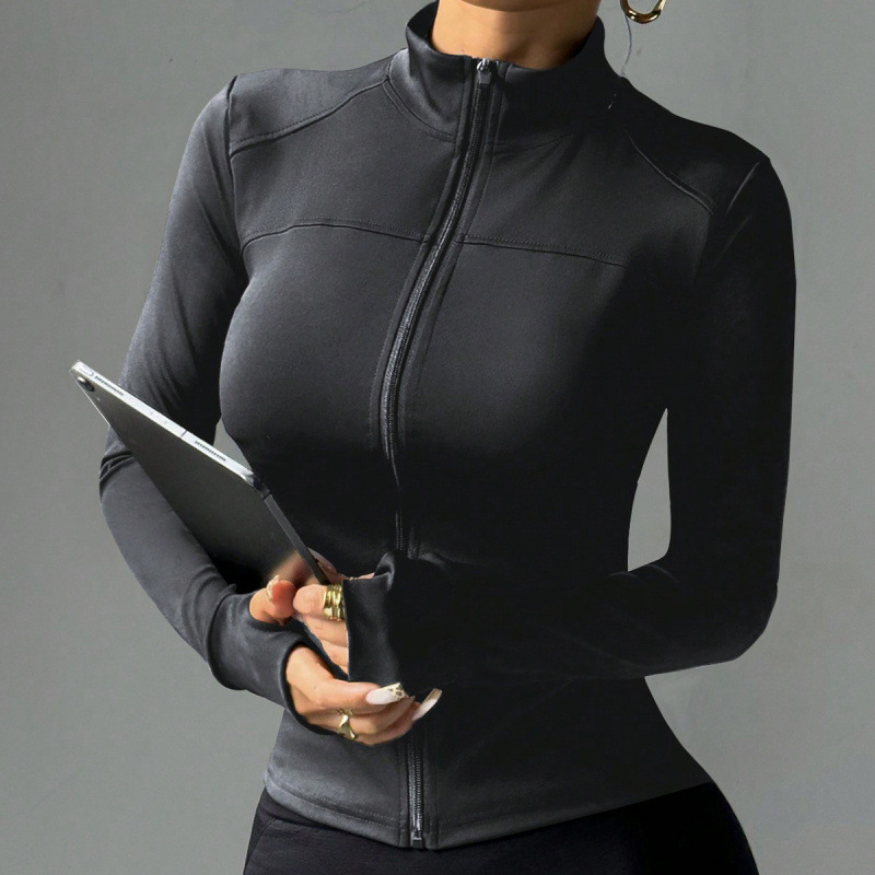 Women's Minimalist Full-Sleeve Yoga Top-Quick Dry Breathable Lightweight Eco-Friendly Nylon Seamless Crew Neck Skinny Fit