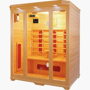 热卖豪华家庭4人容量和电脑控制面板特色传统木制红外干蒸汽桑拿房