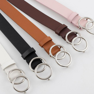 เข็มขัดหนังเทียมแบบวงแหวนคู่ หัวเข็มขัดโลหะ เข็มขัดแฟชั่นสำหรับผู้หญิง ใส่กับ<span class=keywords><strong>กางเกง</strong></span>ยีนส์ <span class=keywords><strong>กางเกง</strong></span>ขายาว และเดรส - Product Image 6
