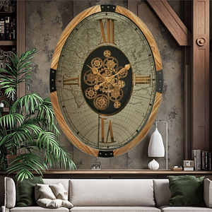 นาฬิกาแขวนผนังหน้าเดียวสไตล์อุตสาหกรรมย้อนยุคขนาด25นิ้วดีไซน์วินเทจทรงรีจอแสดงผลเหล็กทรงรีสำหรับบ้านสำนักงานห้องนั่งเล่น - Product Image 5