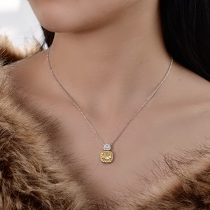 Customized 925 <b>Sterling</b> <b>Silver</b> White Gold Plated Jewelry Yellow Crushed Ice CZ <b>Necklace</b> - Product Image 5